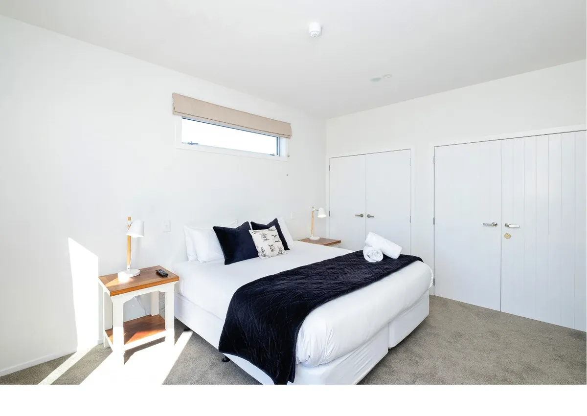 Super king bedroom at Lawn Road Retreat, Hawke's Bay
